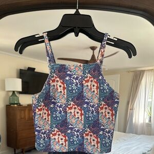 Topshop Blue and Red Floral Tank Top